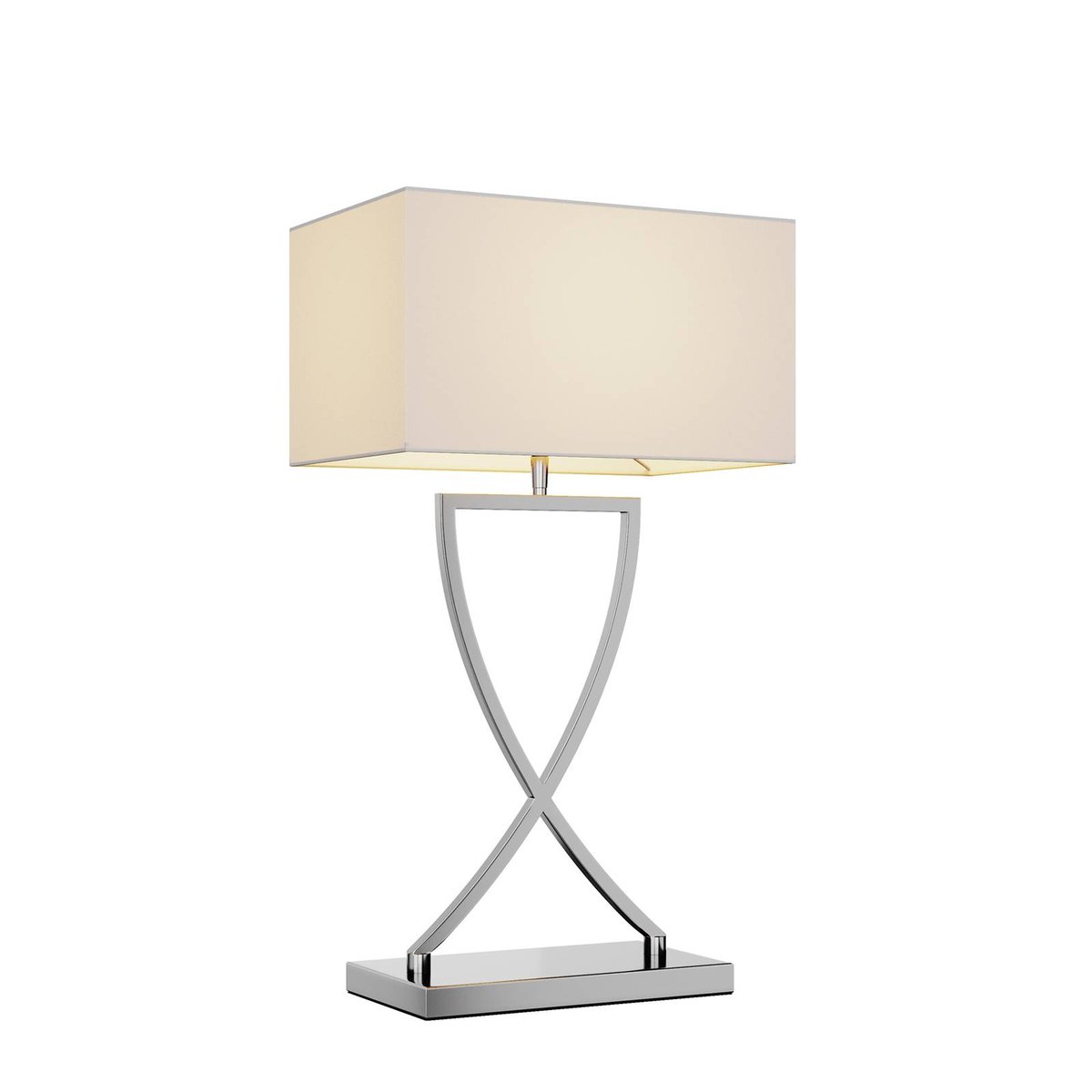 Lampe à poser en métal moderne, Evaine chrome, blanc, LUCANDE