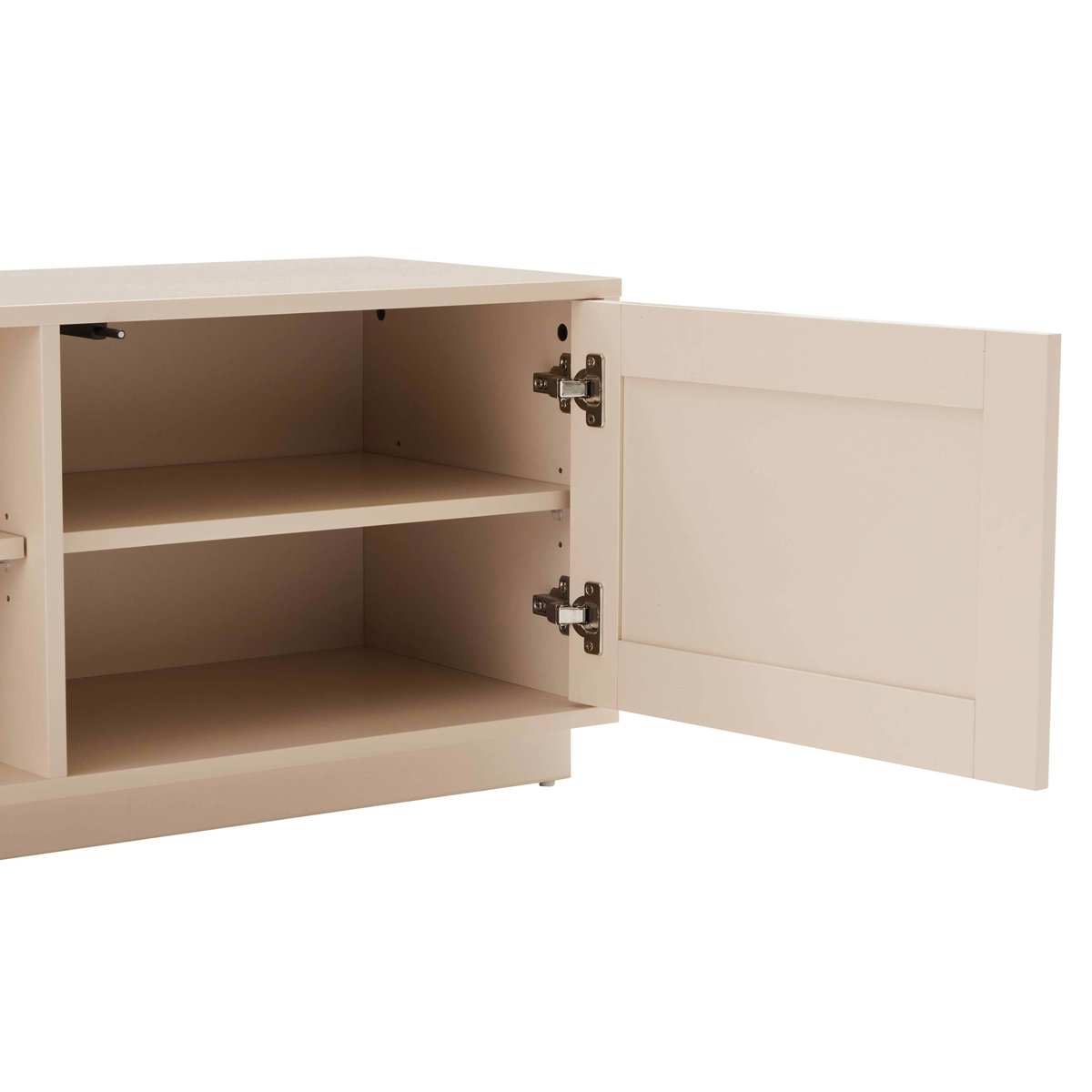 Meuble TV effet bois et cannage en rotin naturel 160 cm style bohème, WALTER crème, OVIALA