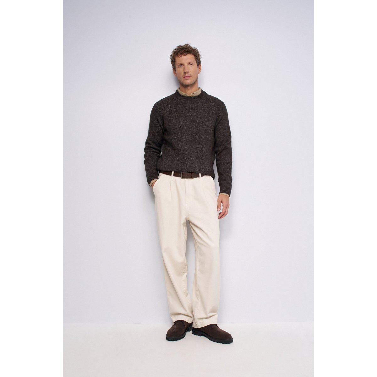 PULL EN MAILLE EFFET CHINÉ bleu foncé, SALSA JEANS