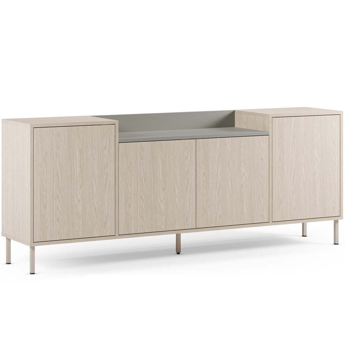 Buffet 4 portes bicolore - AMOS vert et décor chêne clair, HOMIFAB