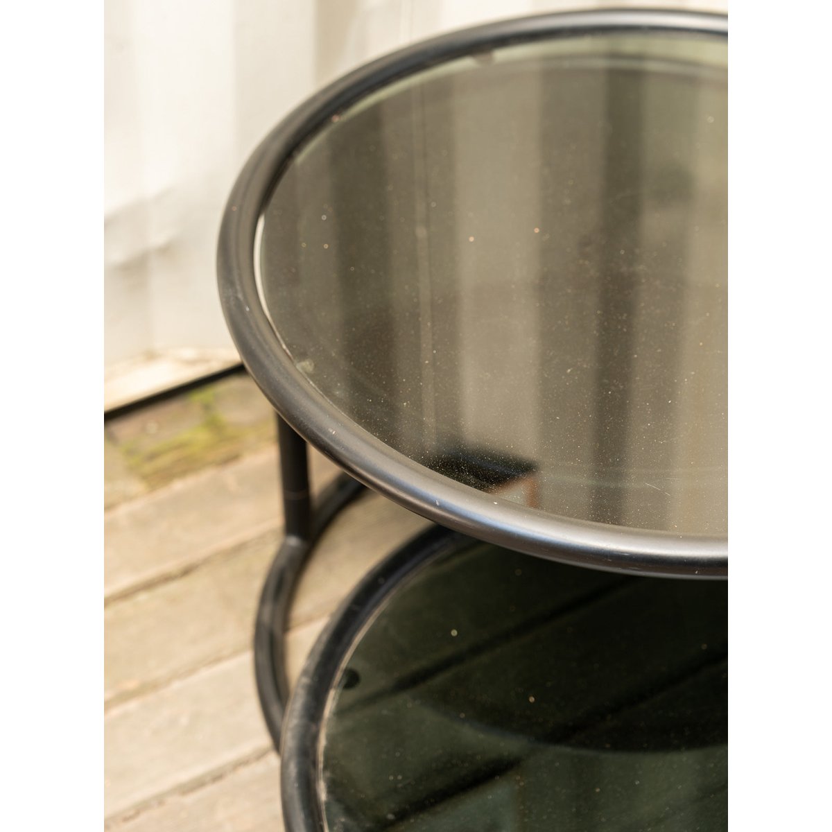 Table basse en métal noir et verre Donna N°1121 - Bon état noir, DEBONGOUT