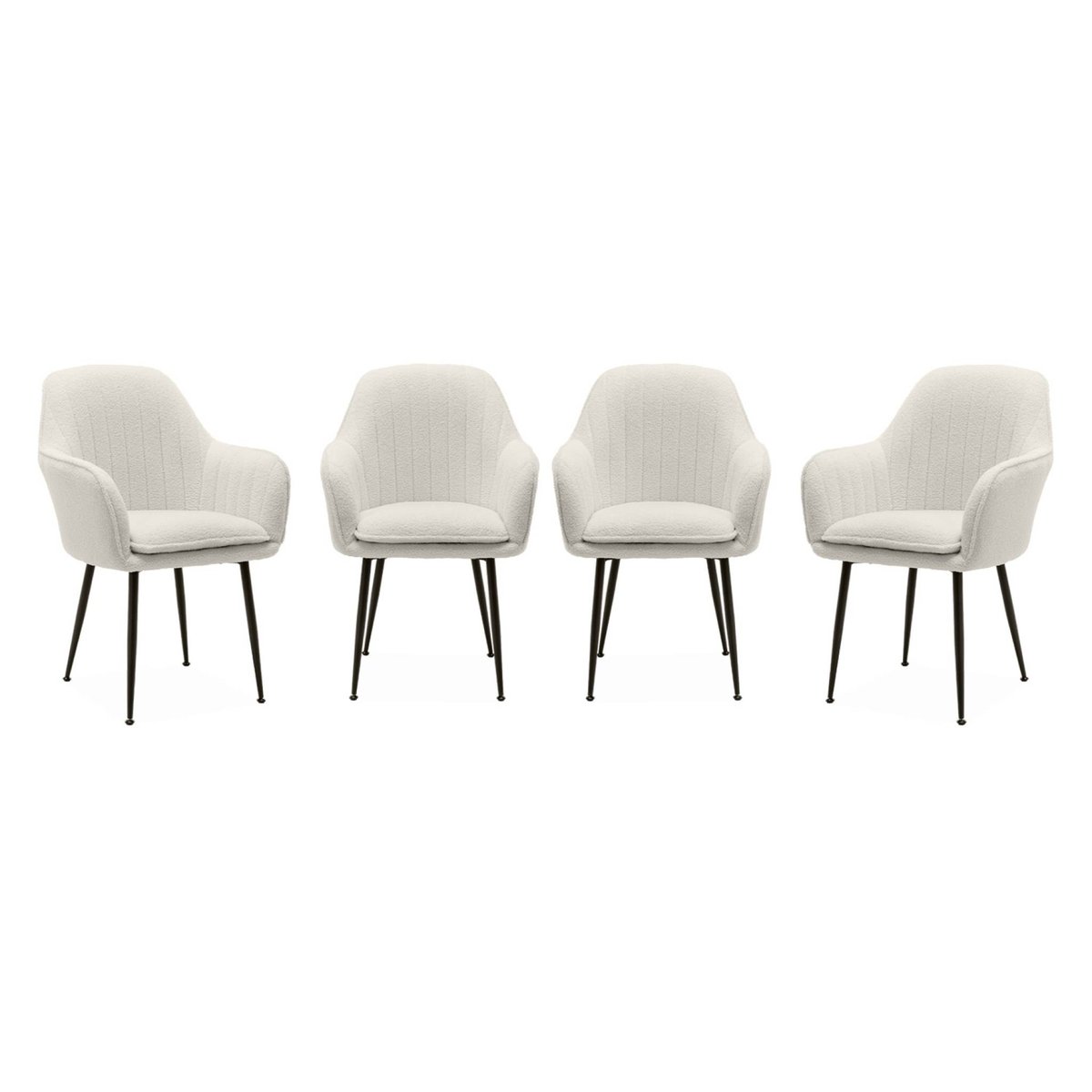 Fauteuil bouclette et pieds métal (lot de 4) SHELLA bouclette blanche, SWEEEK