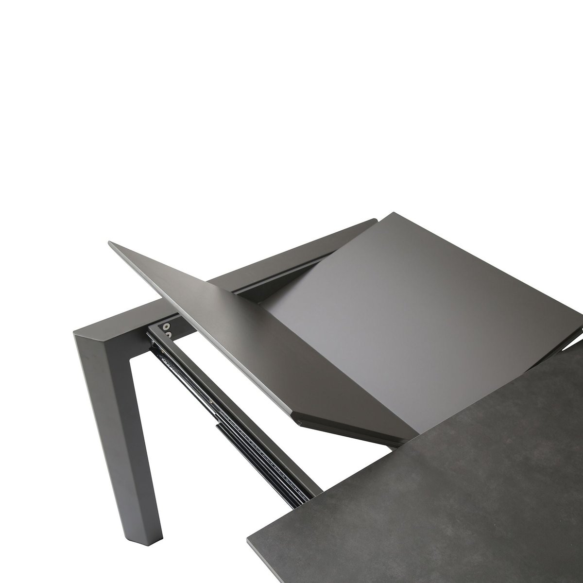 Table repas céramique gris 90 cm avec allonge 60 cm noir, ZAGO