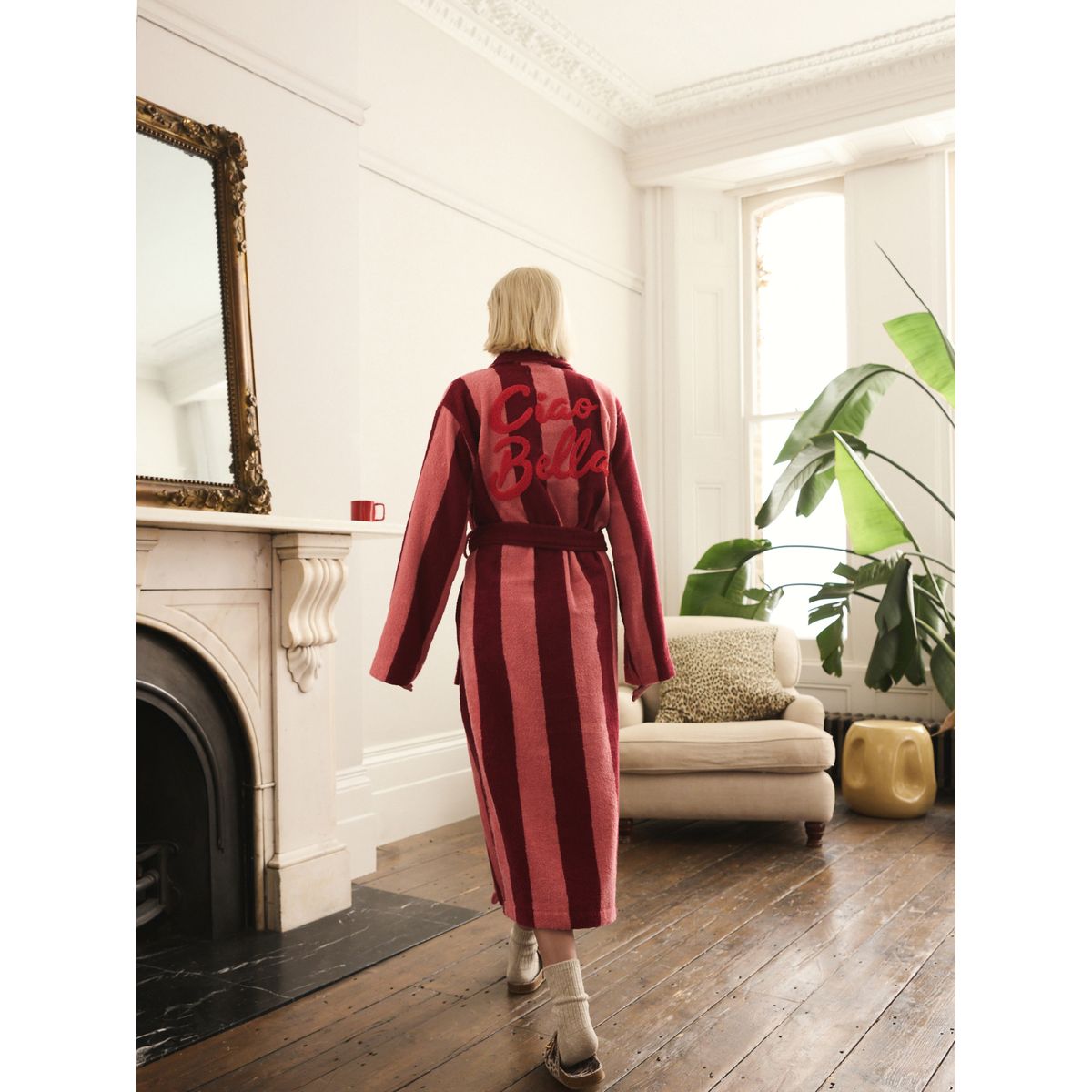 Peignoir en coton éponge rayures roses/rouges, NEXT