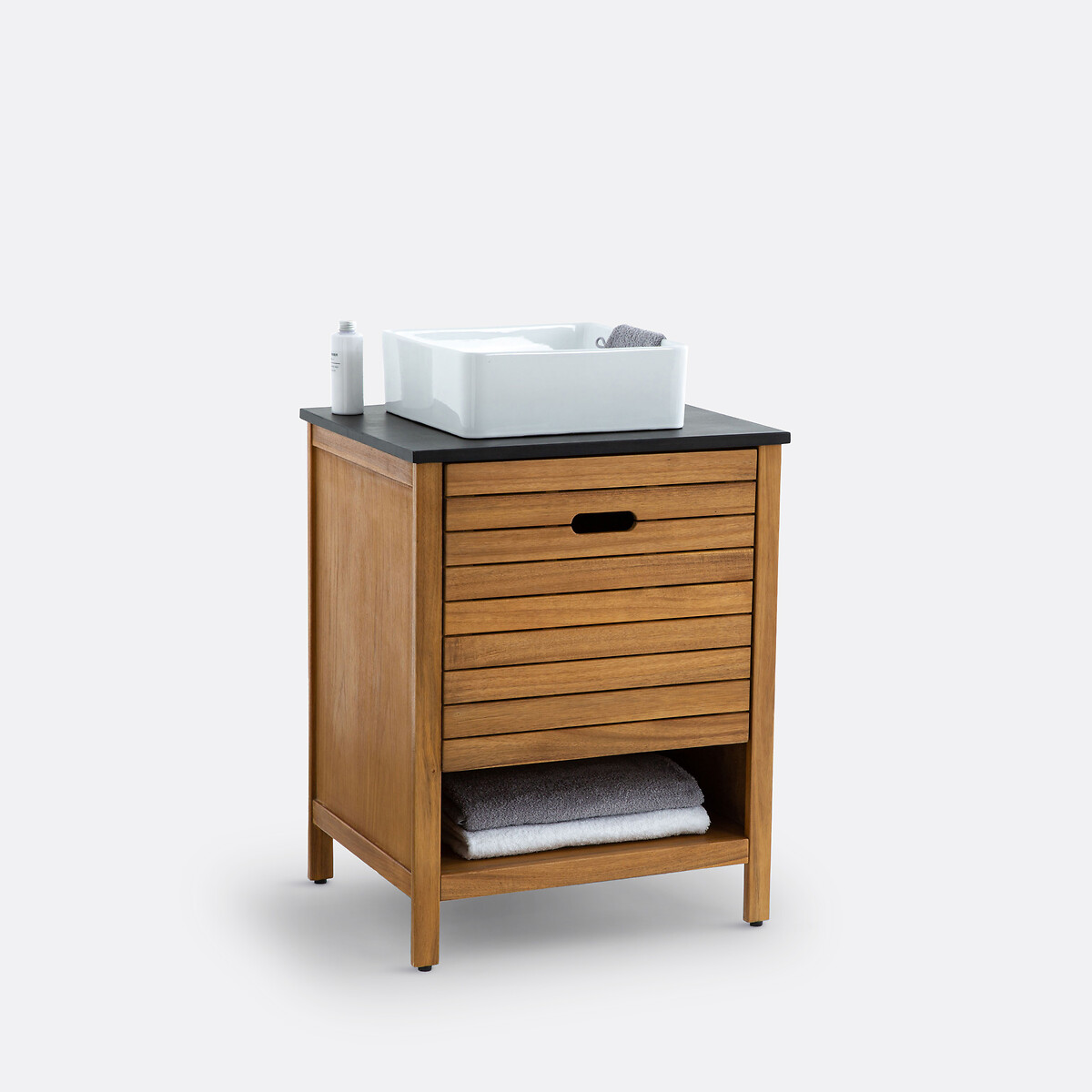 Meuble sous vasque, Saturne, Acacia, 60 cm naturel, LA REDOUTE INTERIEURS