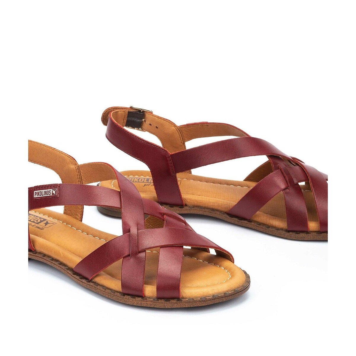 Sandales cuir Algar rouge bordeaux, PIKOLINOS