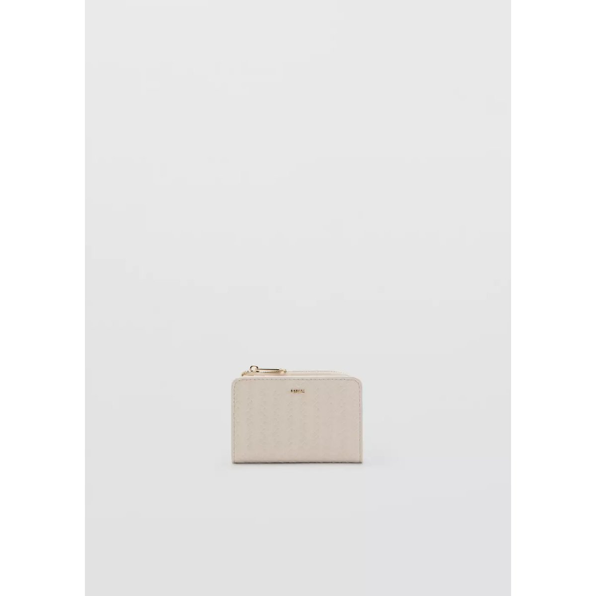 Petit portefeuille tressé blanc cassé, MANGO