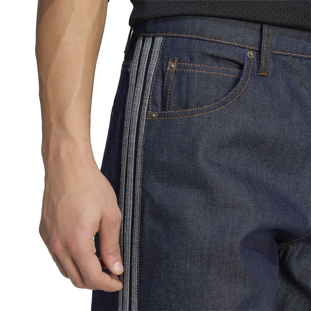 Pantalon denim droit, taille mi-haute, FIREBIRD bleu denim, adidas Originals