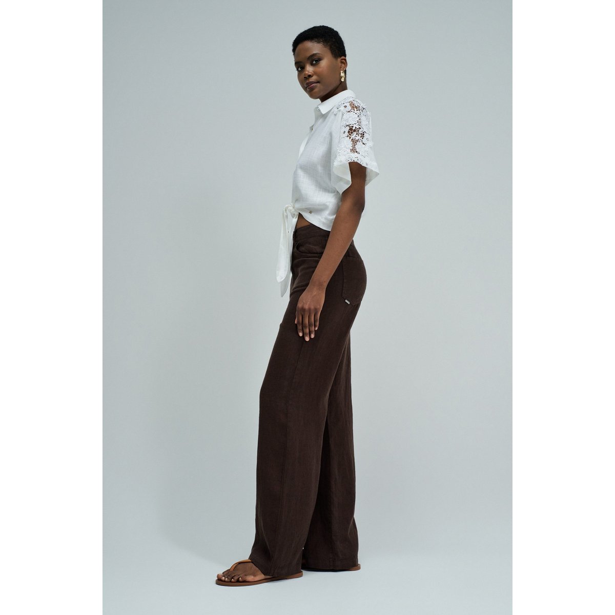 CHEMISE AVEC DENTELLE ET LIN blanc, SALSA JEANS