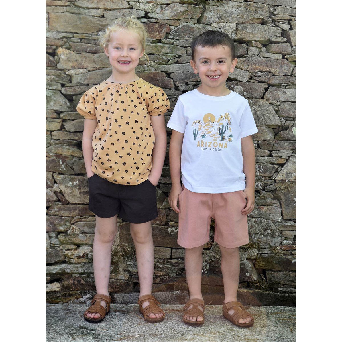 Short rolande en toile nattée gris, SUCRE D'ORGE