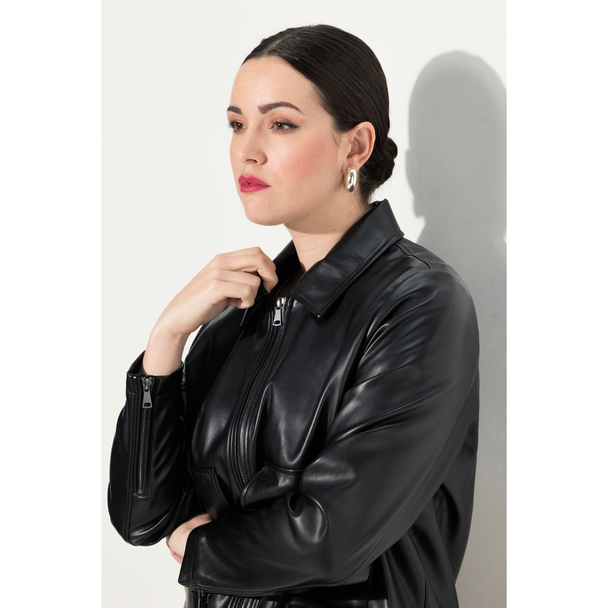 Veste oversize en simili-cuir noir, ULLA POPKEN