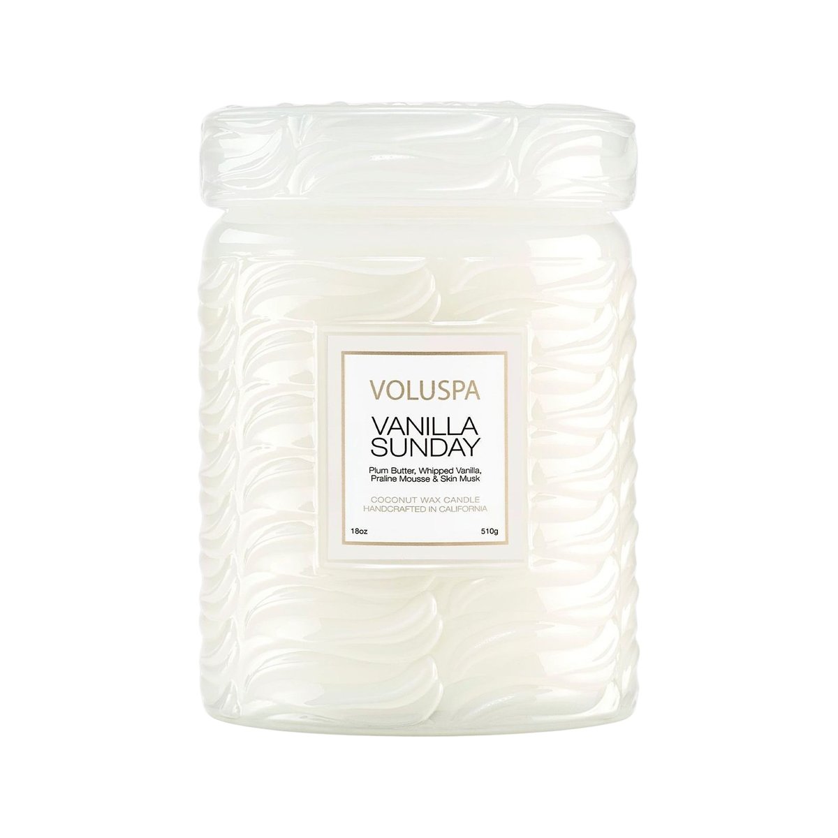 Vanilla sunday - bougie parfumée - grand modèle blanc, VOLUSPA