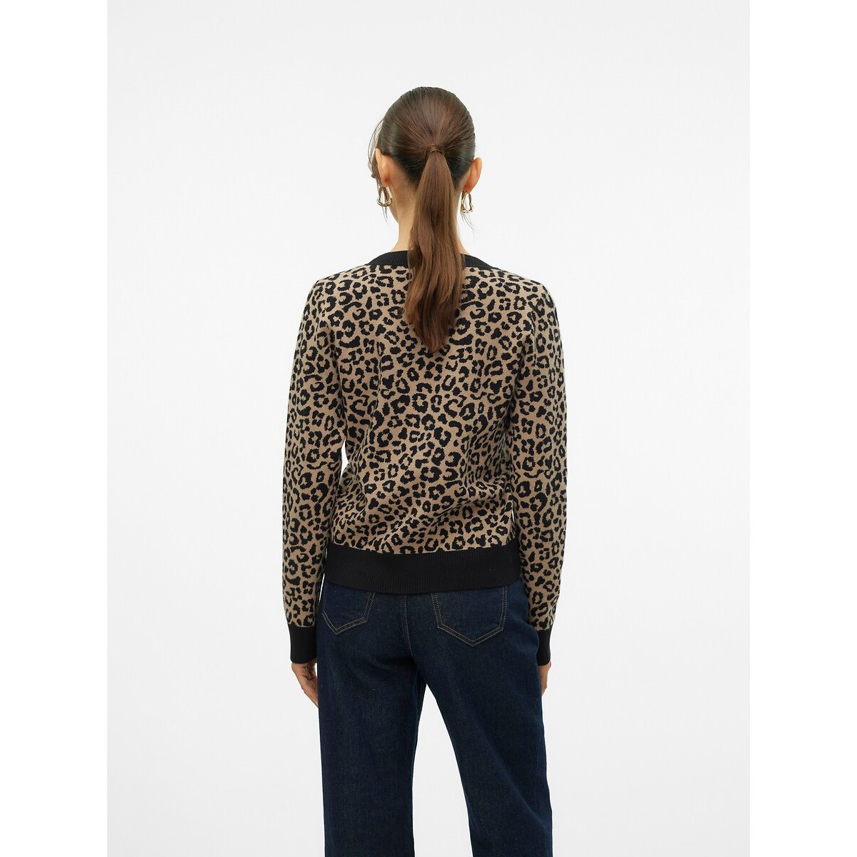 Leopard Print Cardigan with V-Neck leopard print, VERO MODA