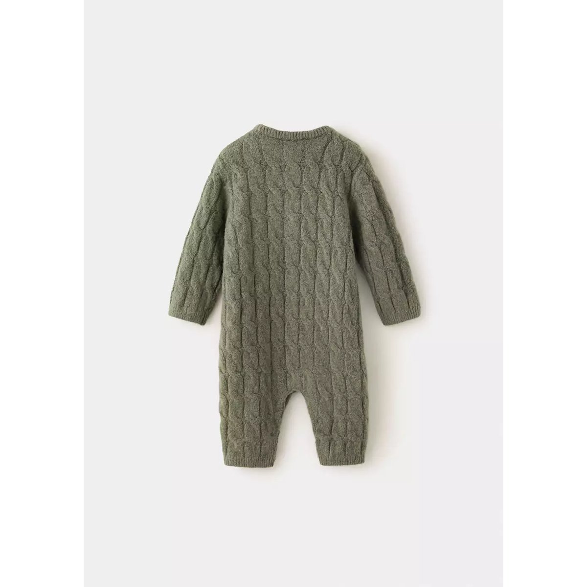 Combinaison longue en maille torsadée vert foncé, MANGO BABY