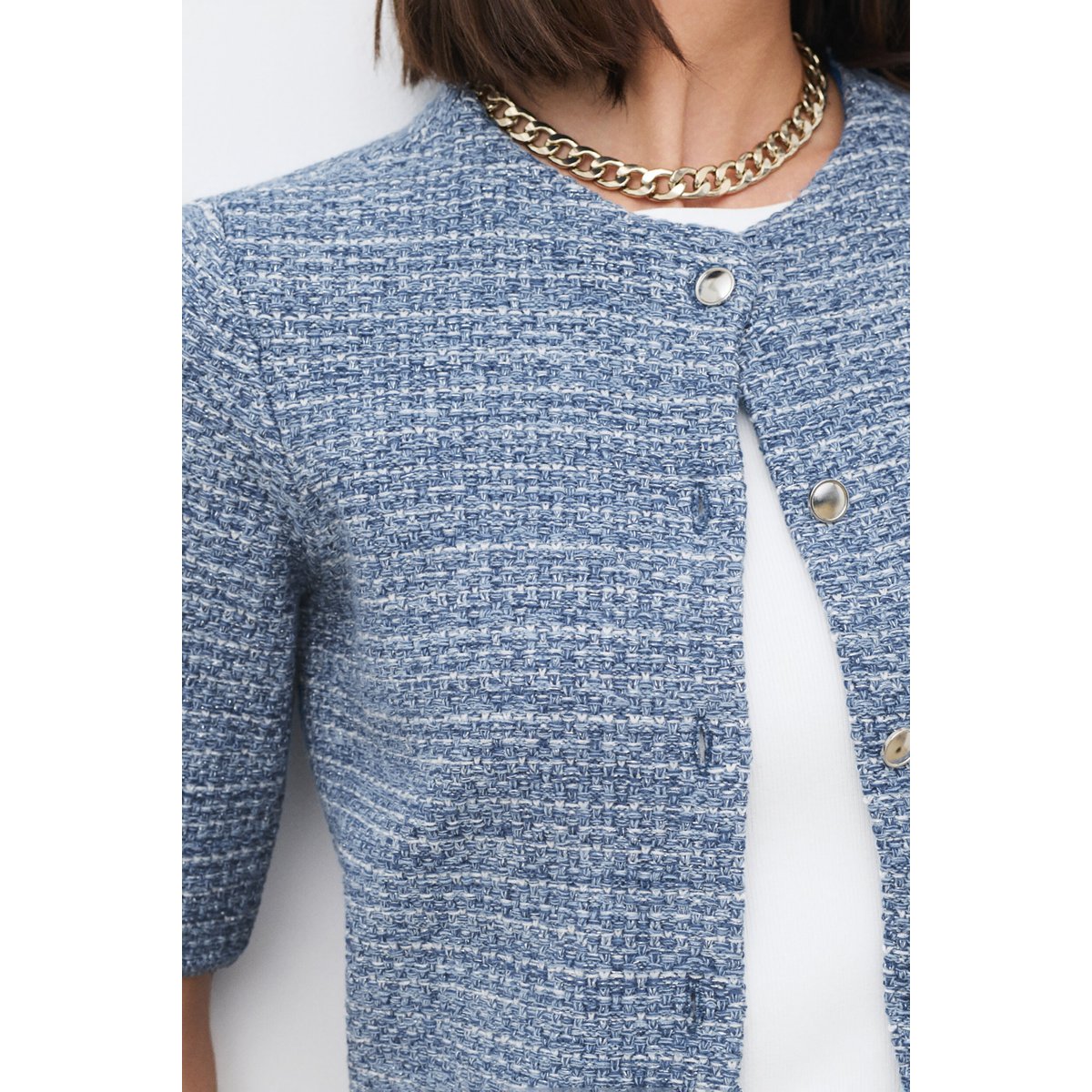 Boléro tweed MFELICIA bleu ciel, CAROLL