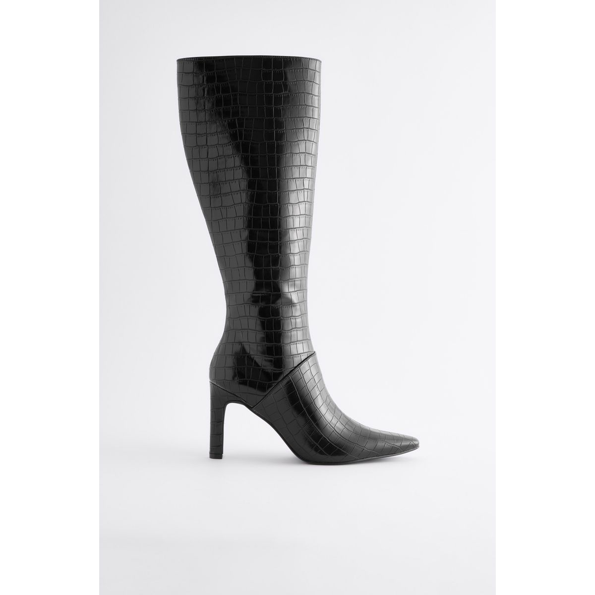 Bottines à talons hauts noir effet croco, NEXT