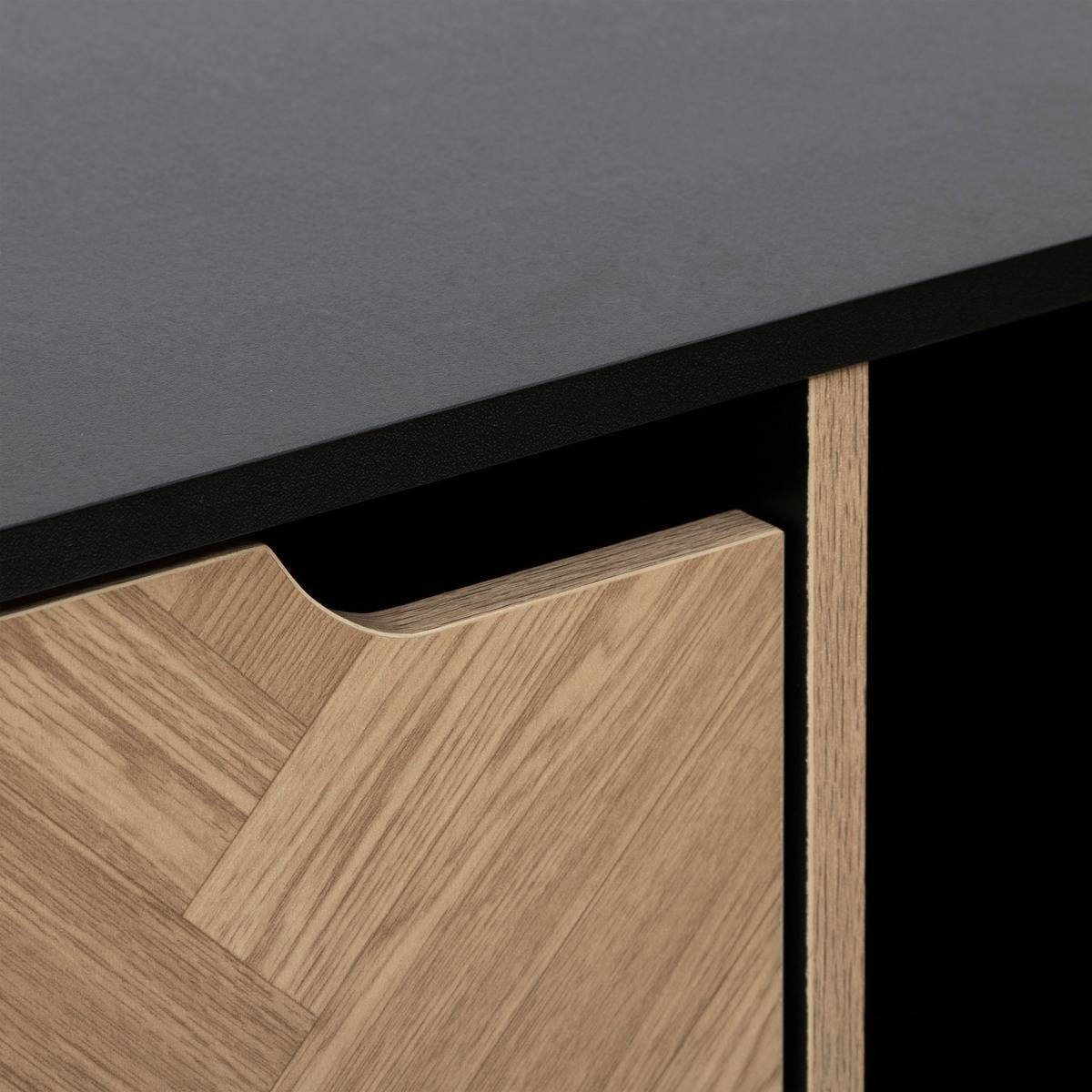 Étagère 9 cases avec portes effet chevrons CHEVRONS noir, 5FIVE SIMPLY SMART