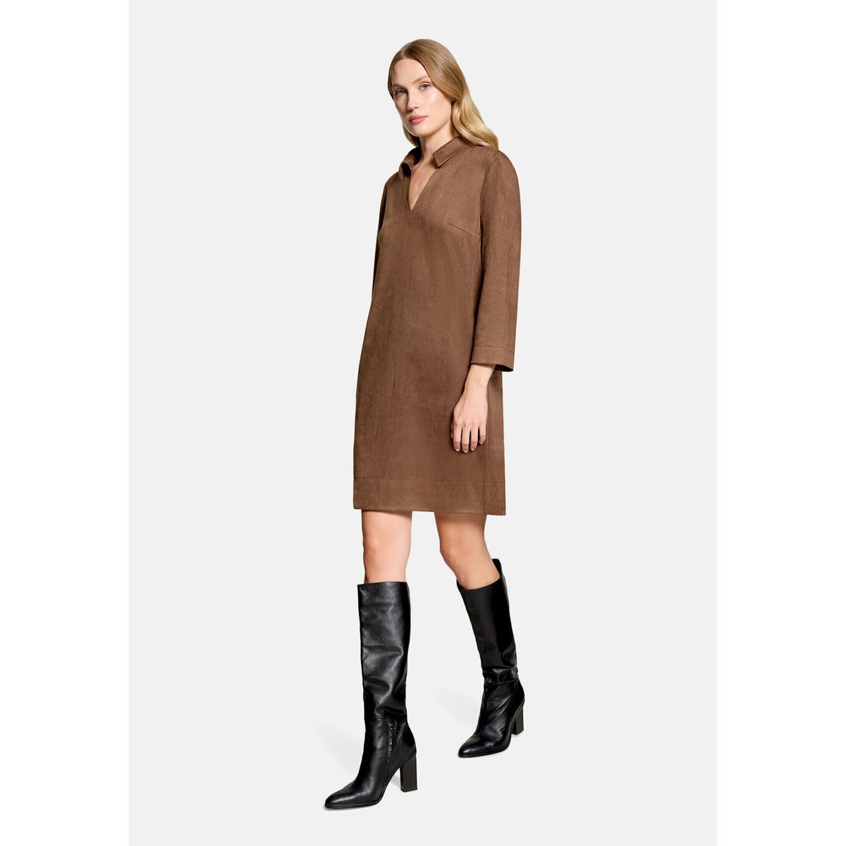 Robe-chemisier à patte de boutonnage dark coffee, BETTY BARCLAY