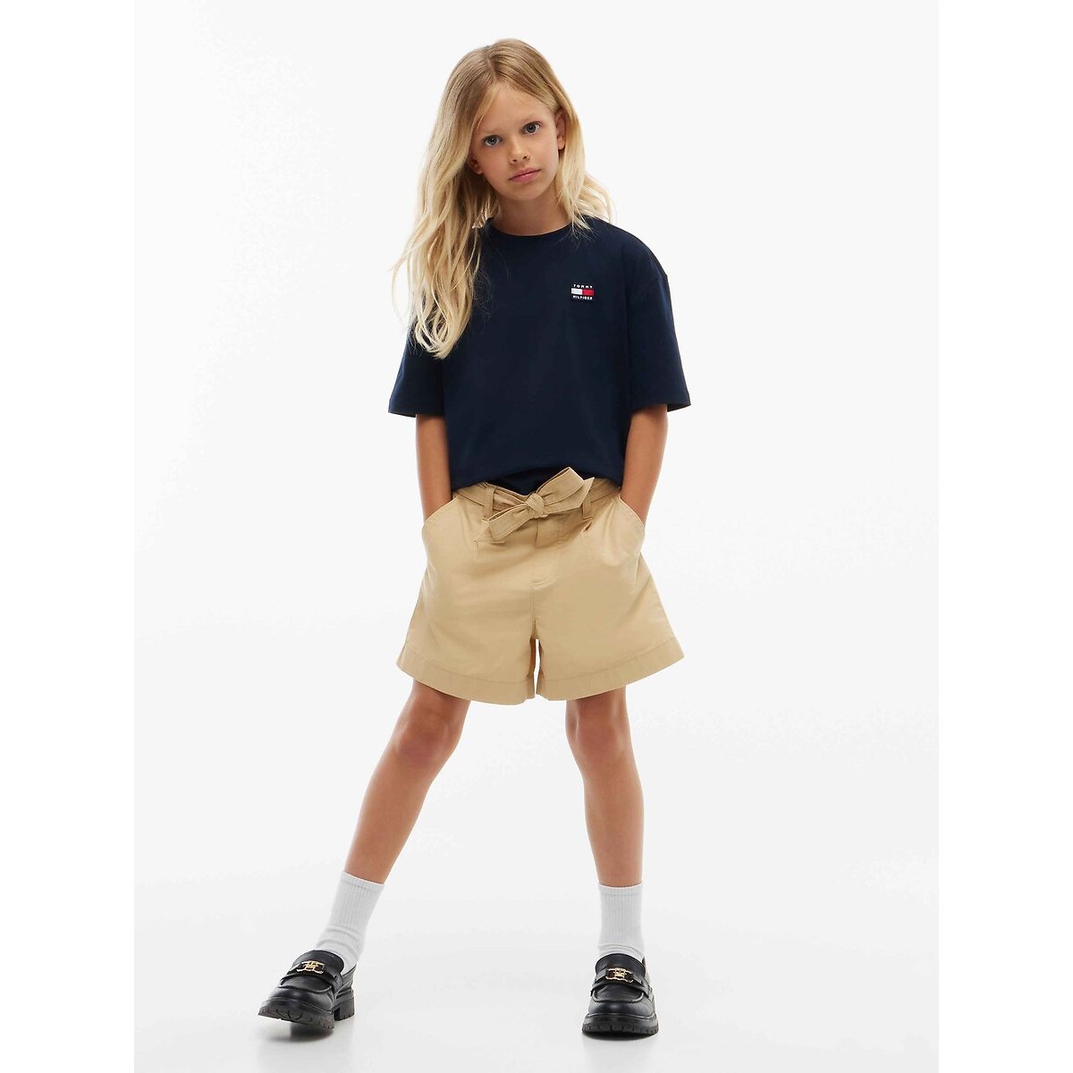 T-shirt maniche corte, logo ricamato blu marino, TOMMY HILFIGER
