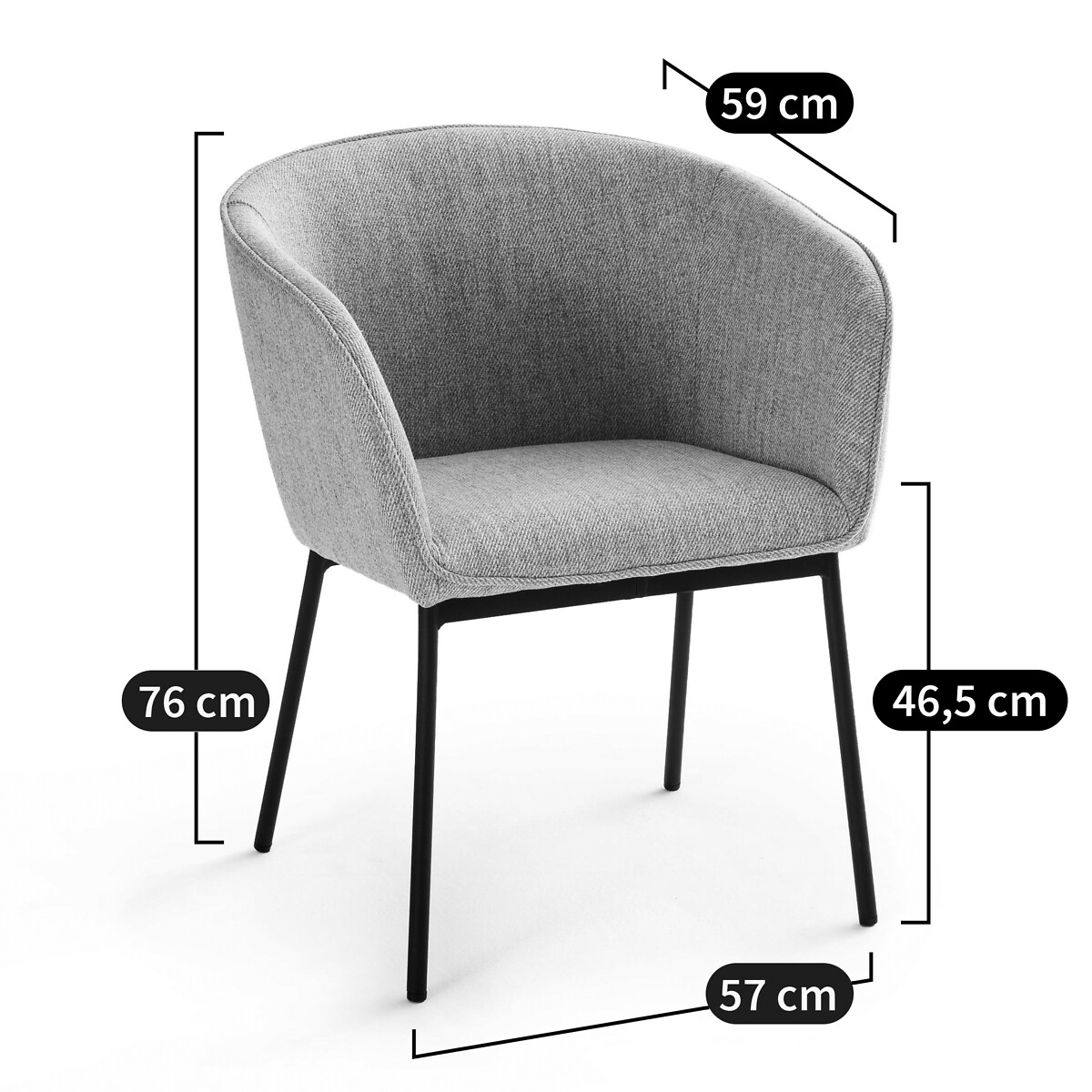 Fauteuil de table, Mitis beige chiné, LA REDOUTE INTERIEURS