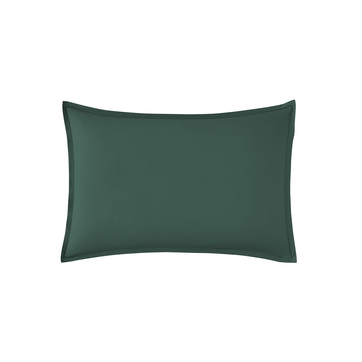 Taie d'oreiller unie en percale de coton, PREMIERE vert forêt, ESSIX
