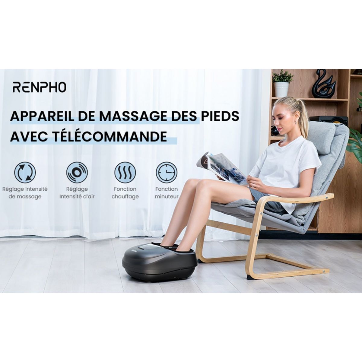 Masseur pieds Shiatsu Foot massager FM058R couleur unique, RENPHO