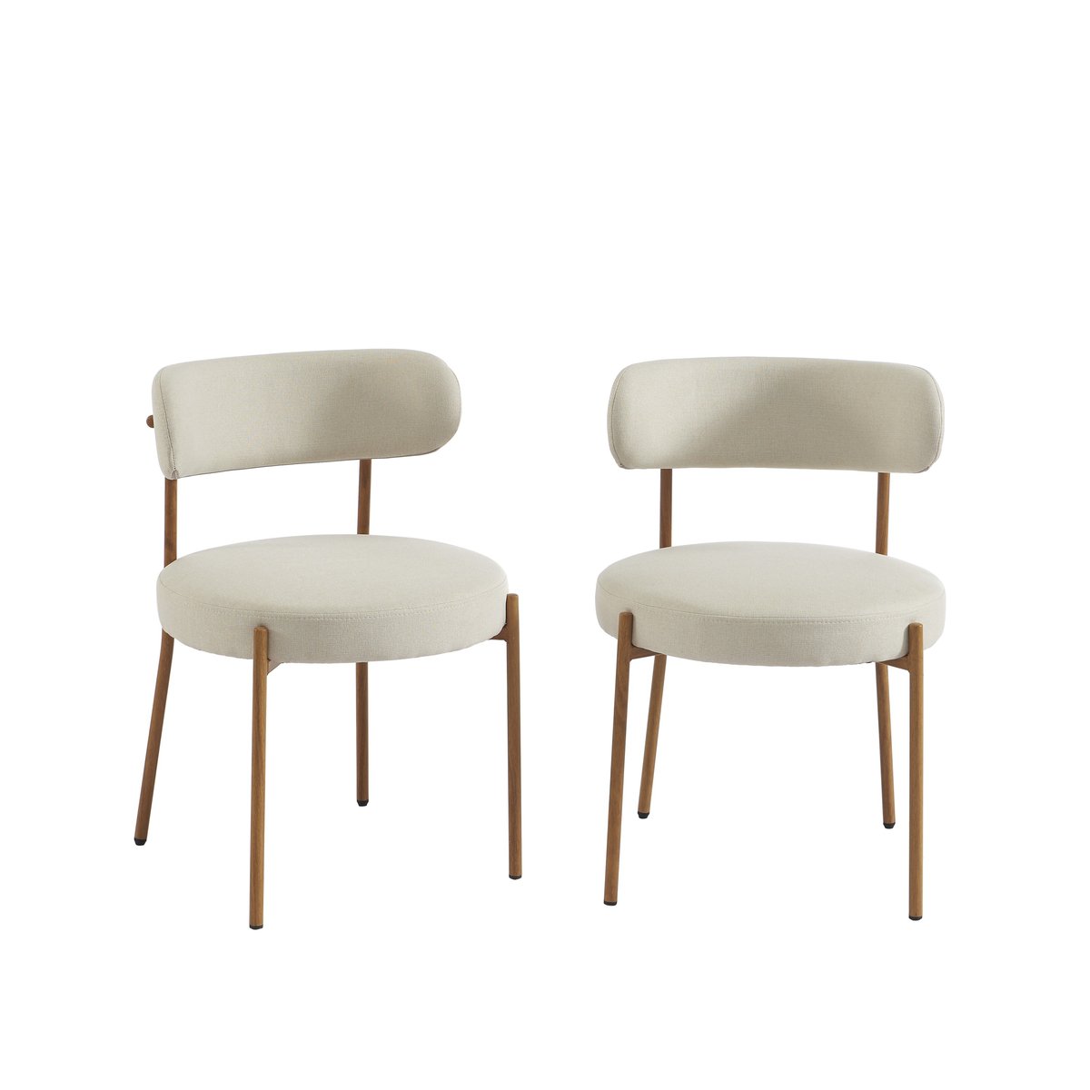 Chaises tissu pieds métal (lot de 2) NOA beige, BAÏTA