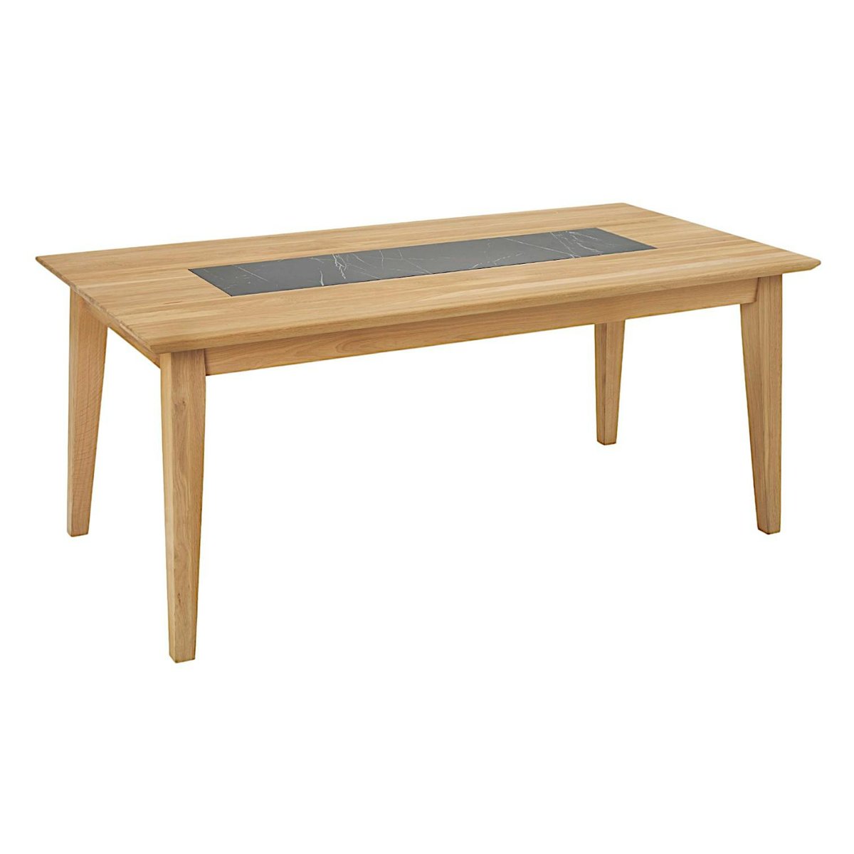 Table de repas extensible chêne blanc décor graphique ESSEN chêne blanc, PIER IMPORT