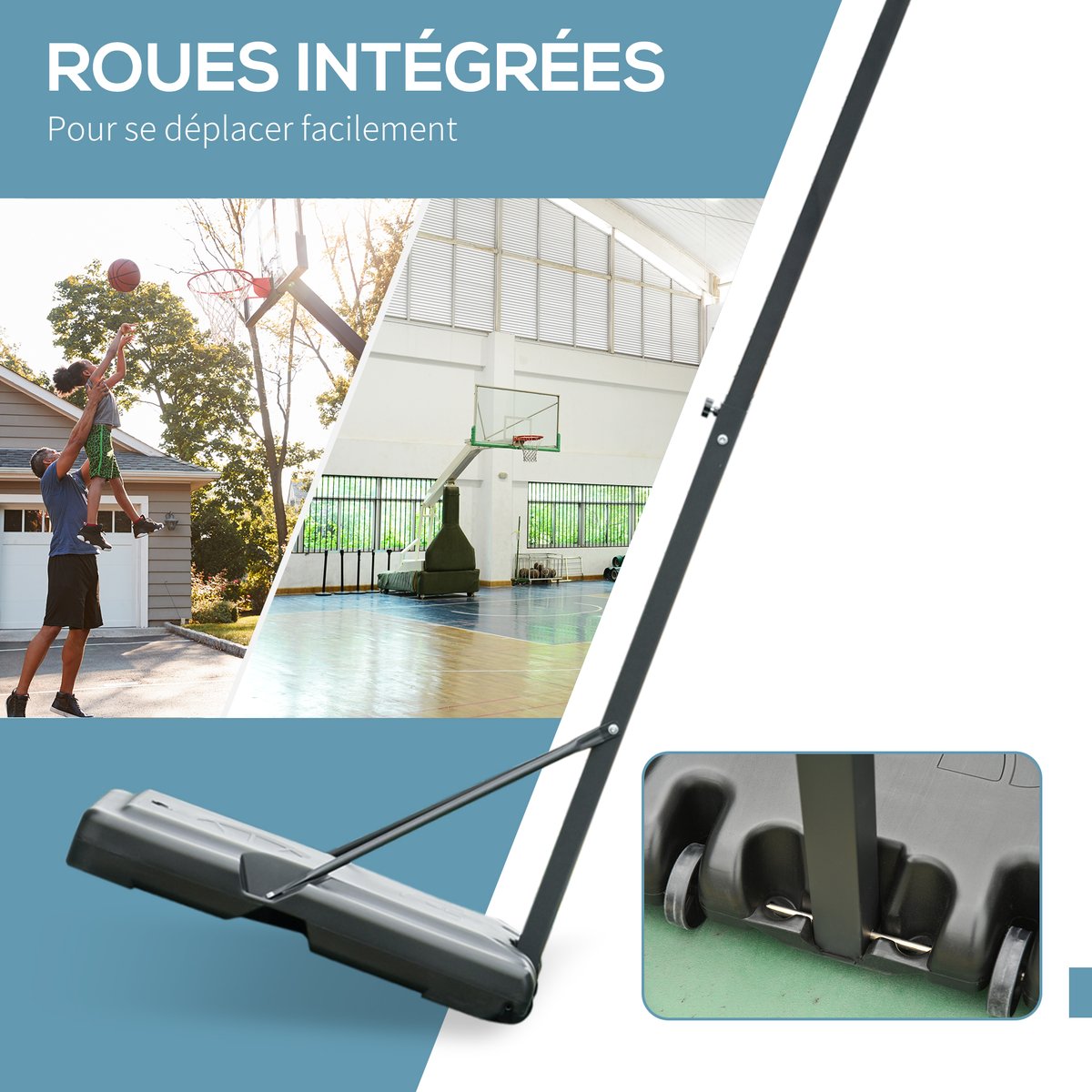 Support pour panier de basket Acier noir, HOMCOM