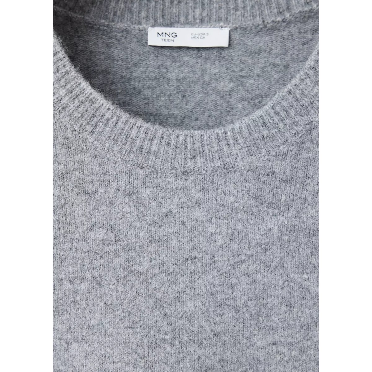 Pull-over col côtelé gris chiné moyen, MANGO TEEN