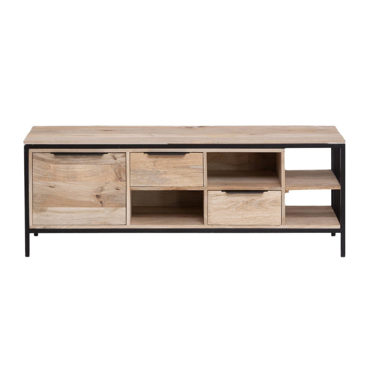 Meuble TV en bois de manguier et métal HÉLOÏSE noir, MADE IN MEUBLES