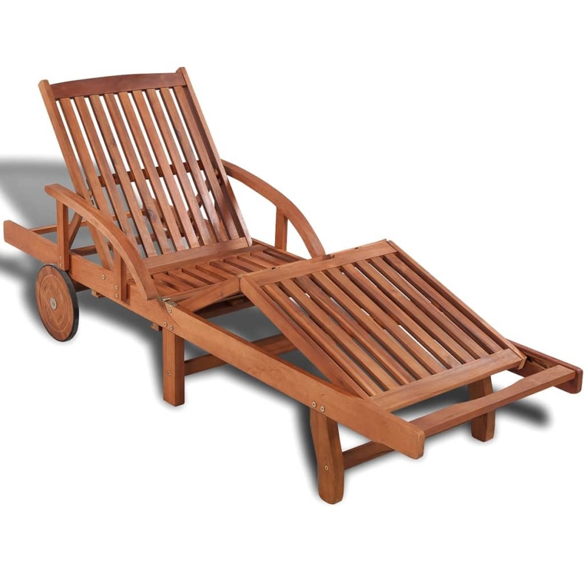 Chaise longue extérieure en bois d'acacia marron foncé, HOME MAISON
