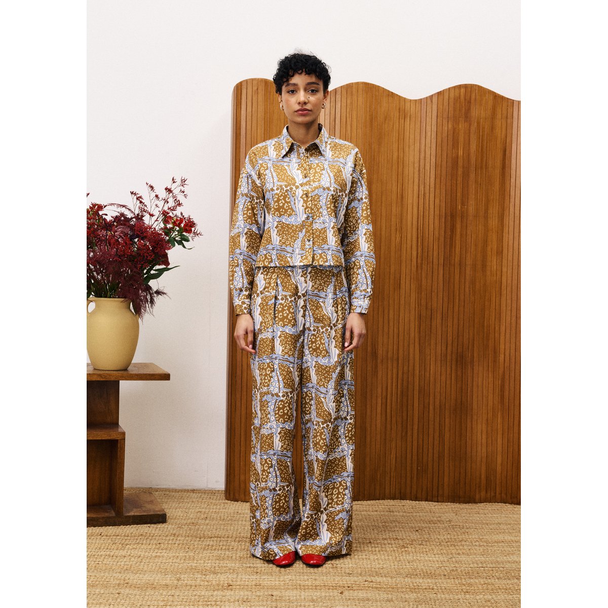 Chemise  en coton PAMPA leo marron ocre, FRNCH