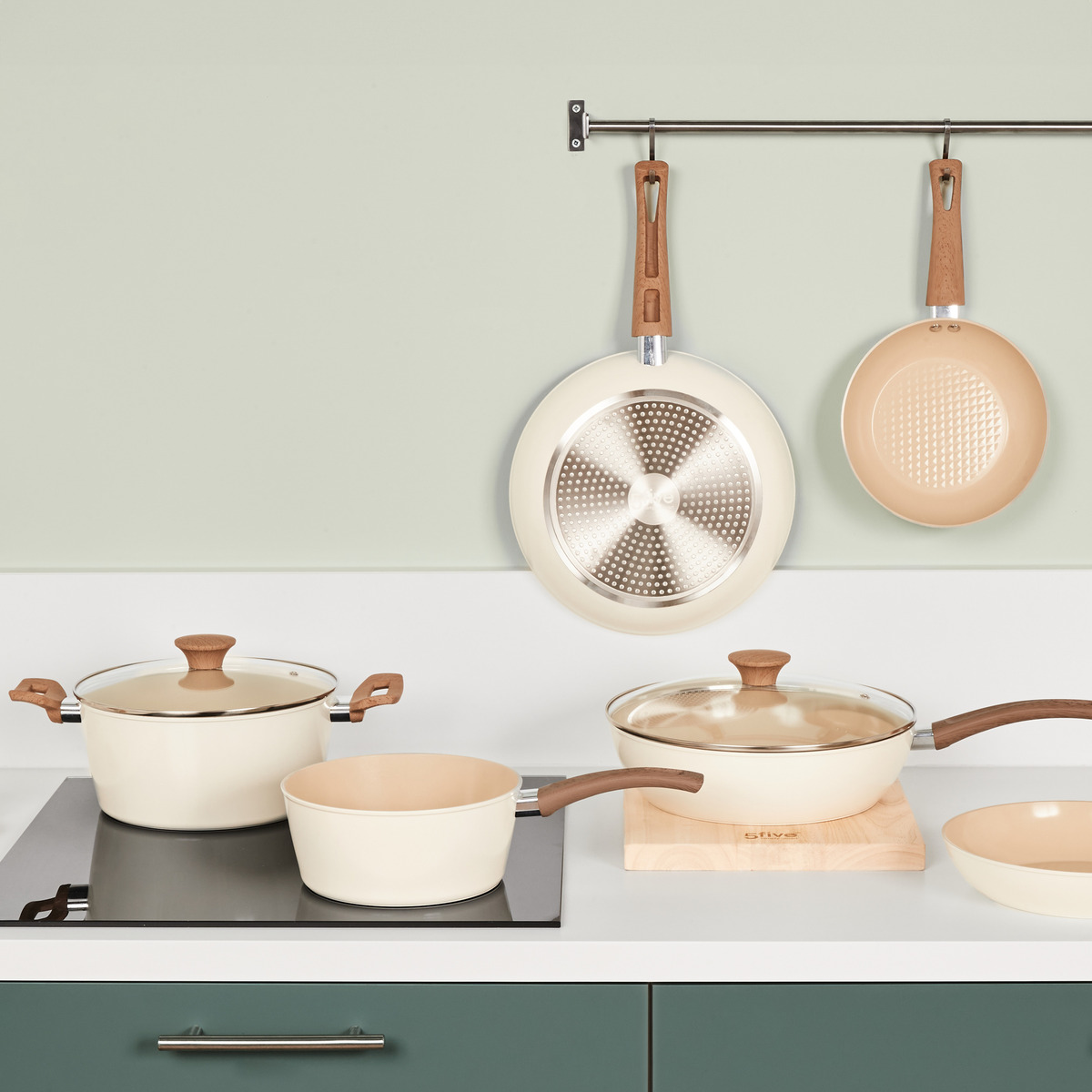 Faitout 24cm en aluminium forgé HARMONY beige, 5FIVE SIMPLY SMART
