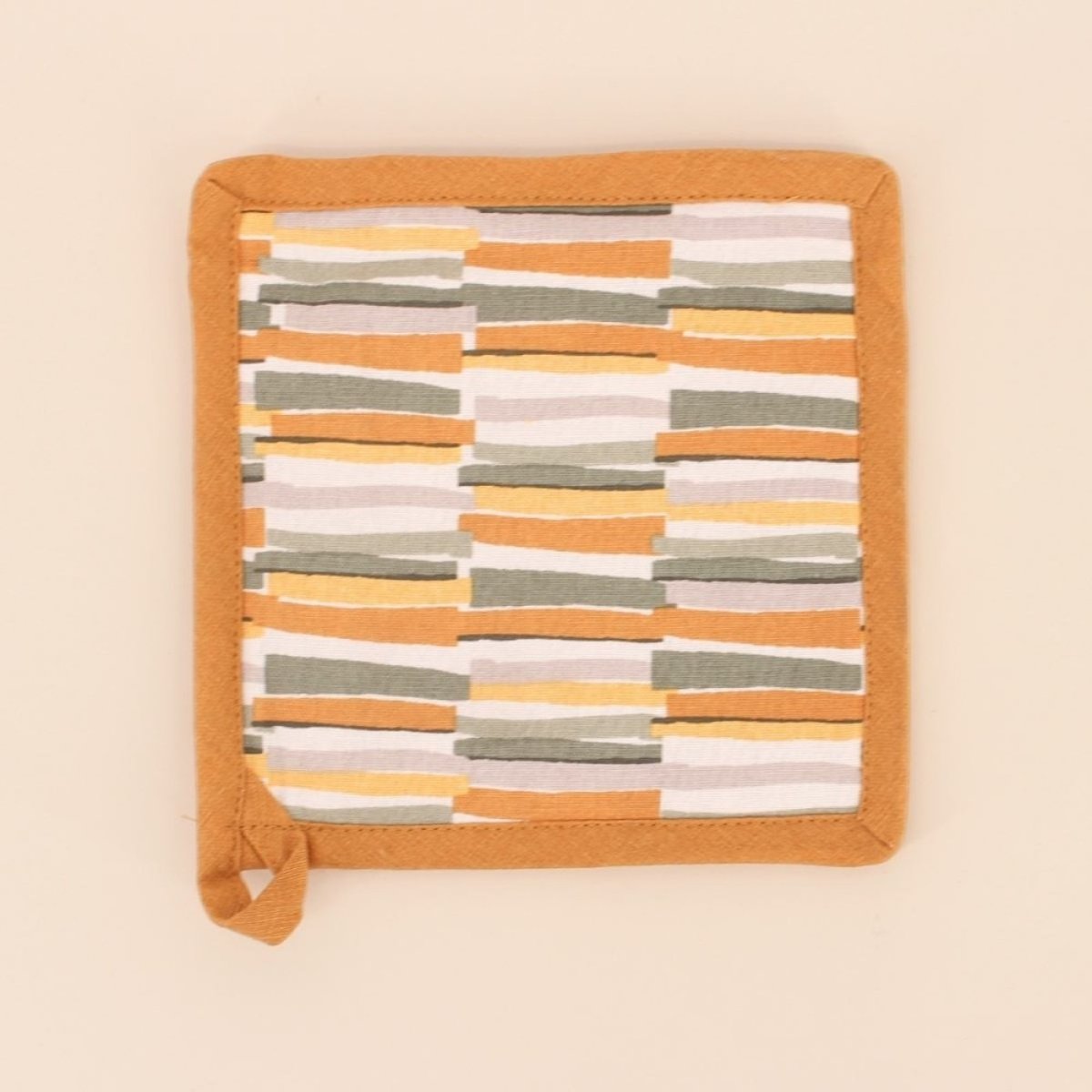 Set gant + manique motifs géométriques jaune, ORNAMI