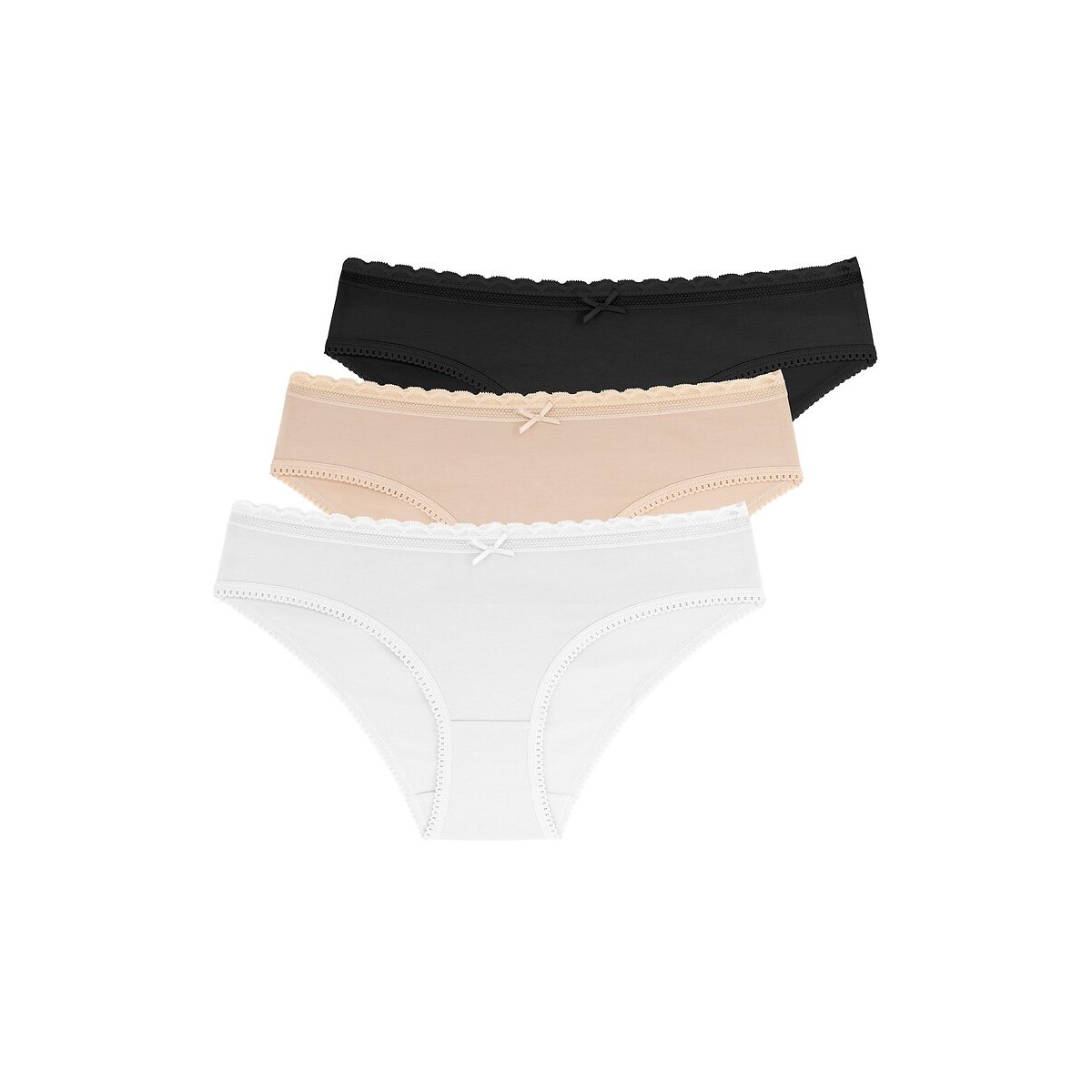 Set van 3 slips NAOMI zwart + wit + beige, DORINA
