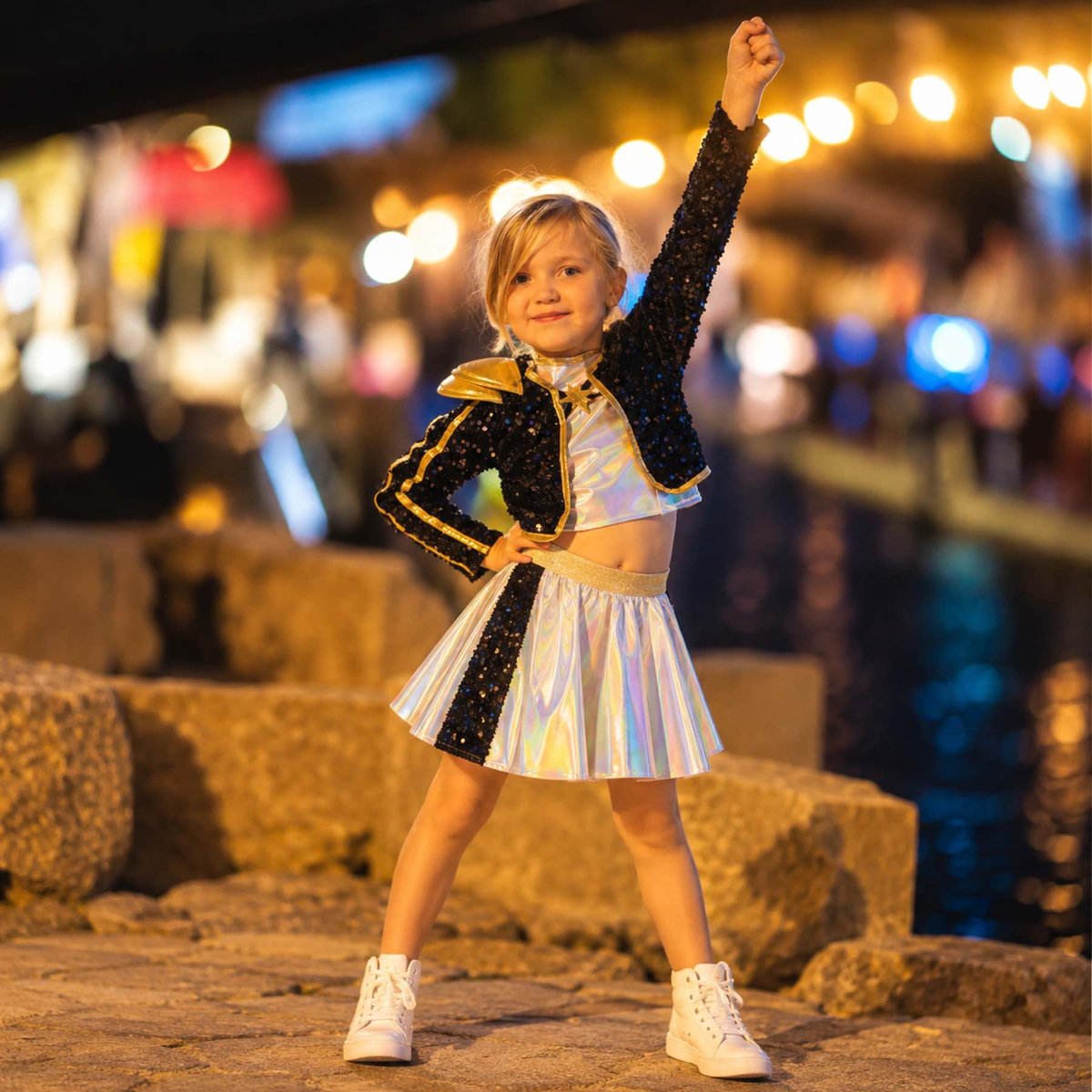 Déguisement enfant ensemble Pop Star noir, GREAT PRETENDERS