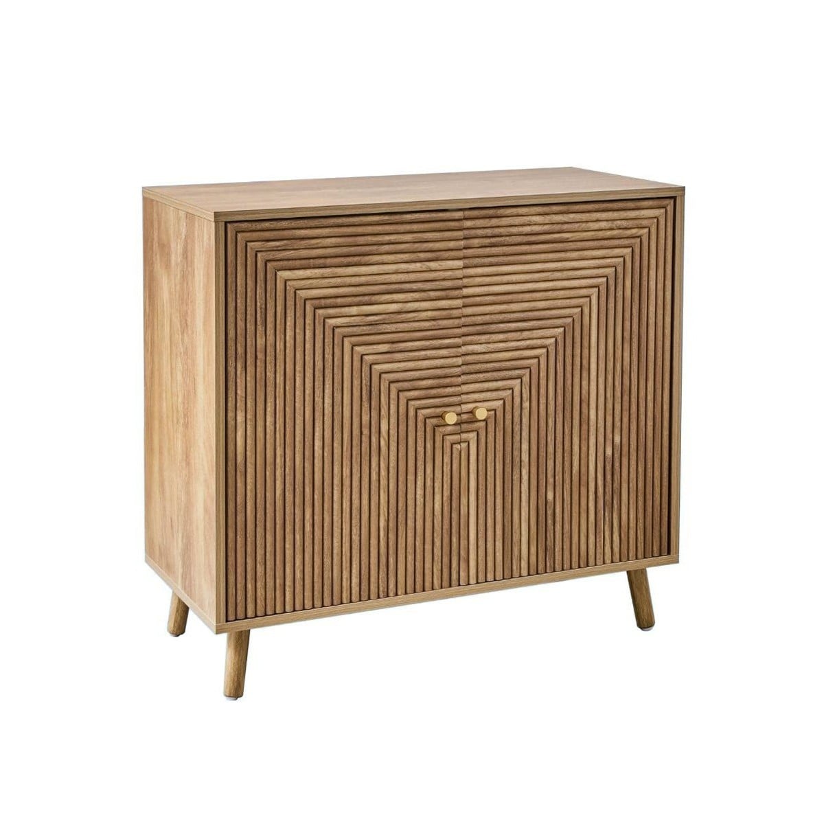 Buffet 2 portes effet lames L EDEN bois clair, CALICOSY