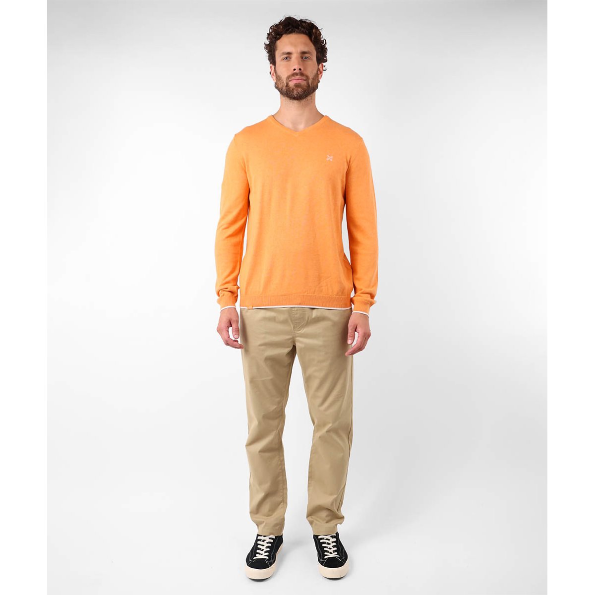 Pull col V PIVEGA corail chiné, OXBOW