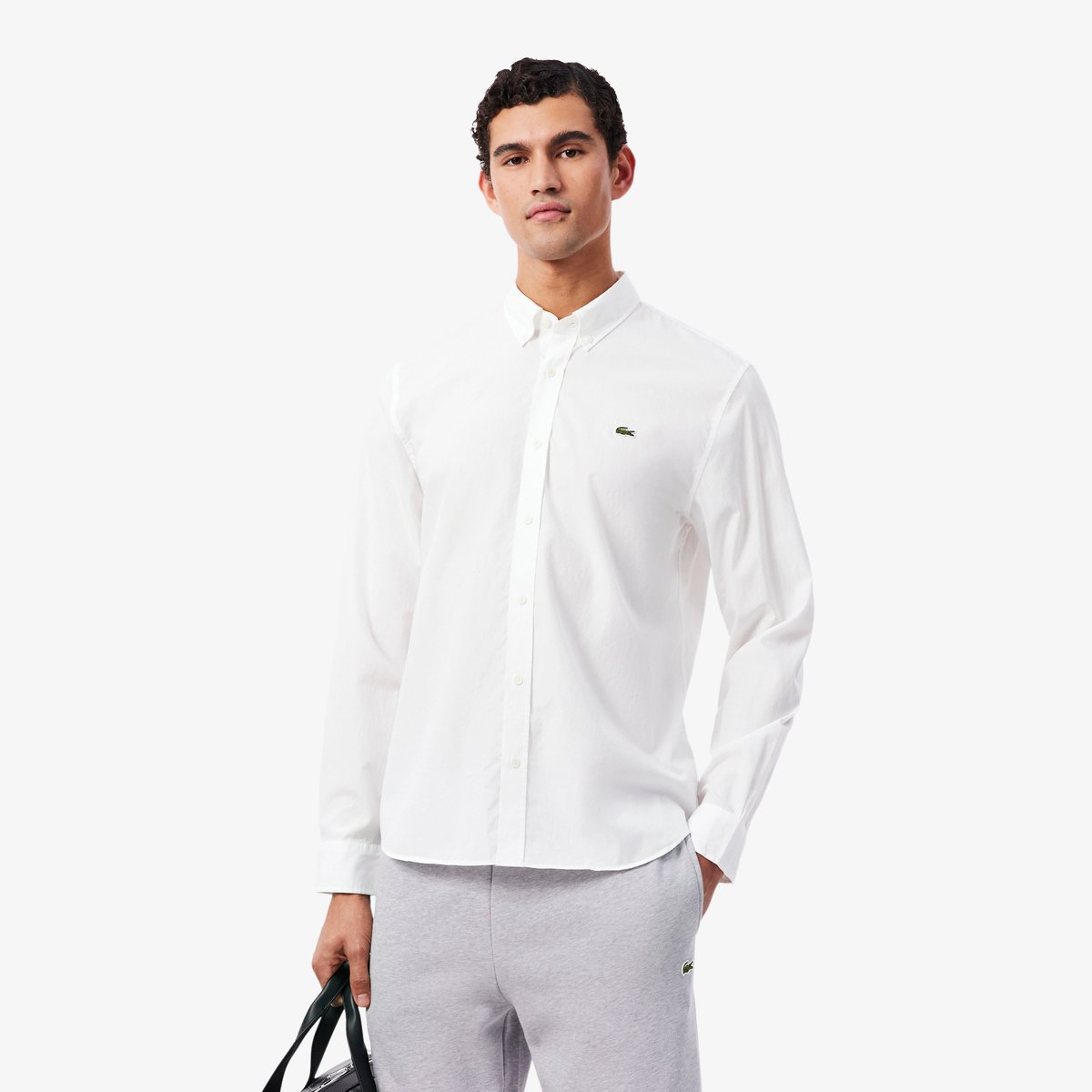 Chemise popeline légère regular fit blanc-001, LACOSTE