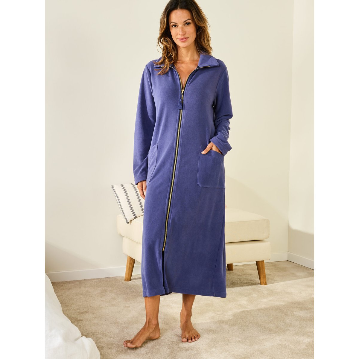 Robe de chambre polaire femme bleu, DAXON
