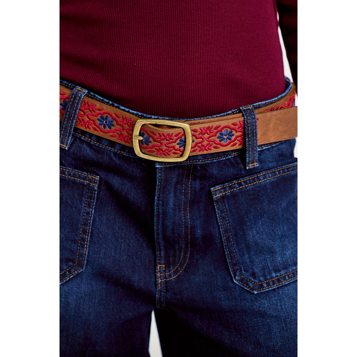 Jean bootcut ceinture amovible denim brut, CACHE CACHE
