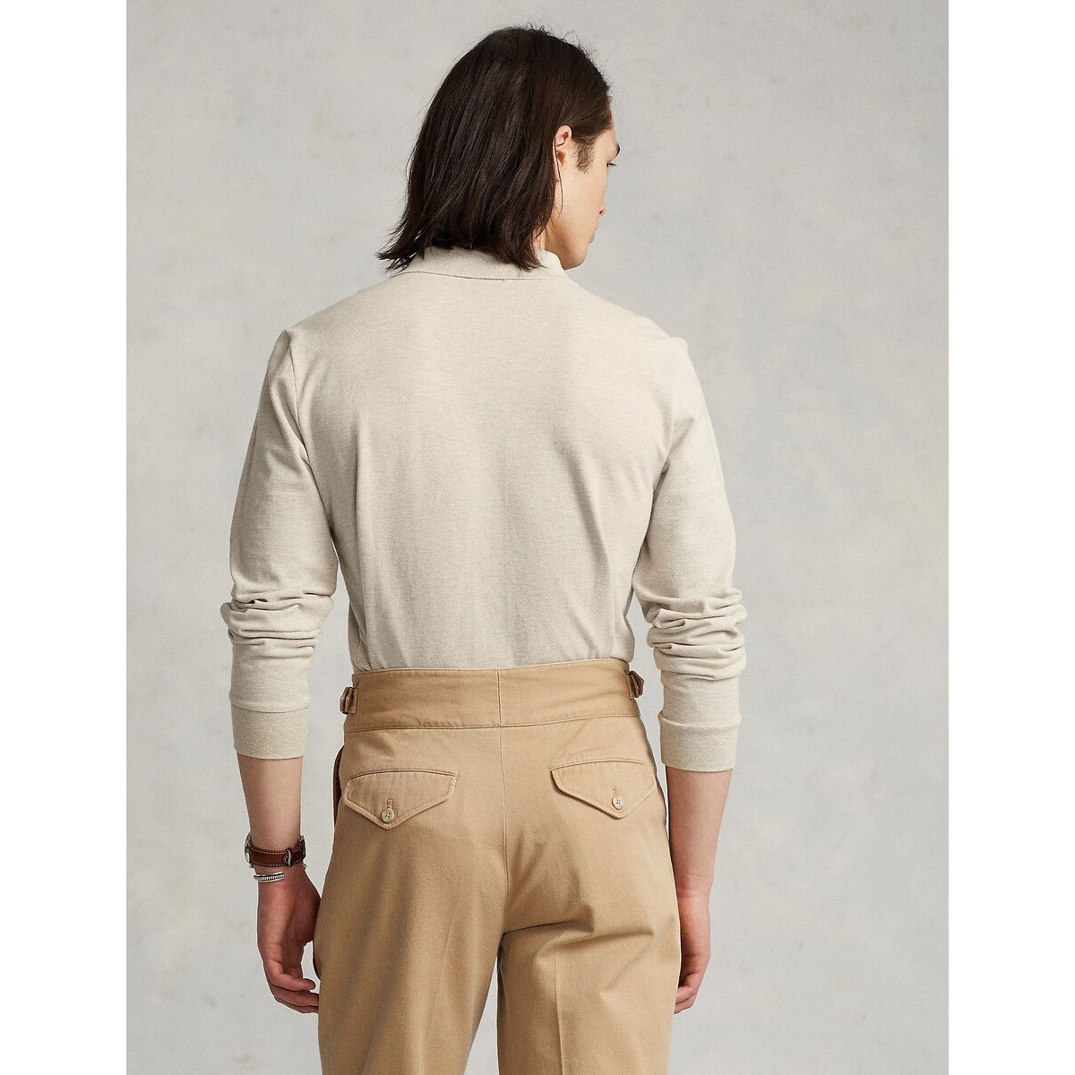 Polo slim in piqué a maniche lunghe dune, POLO RALPH LAUREN