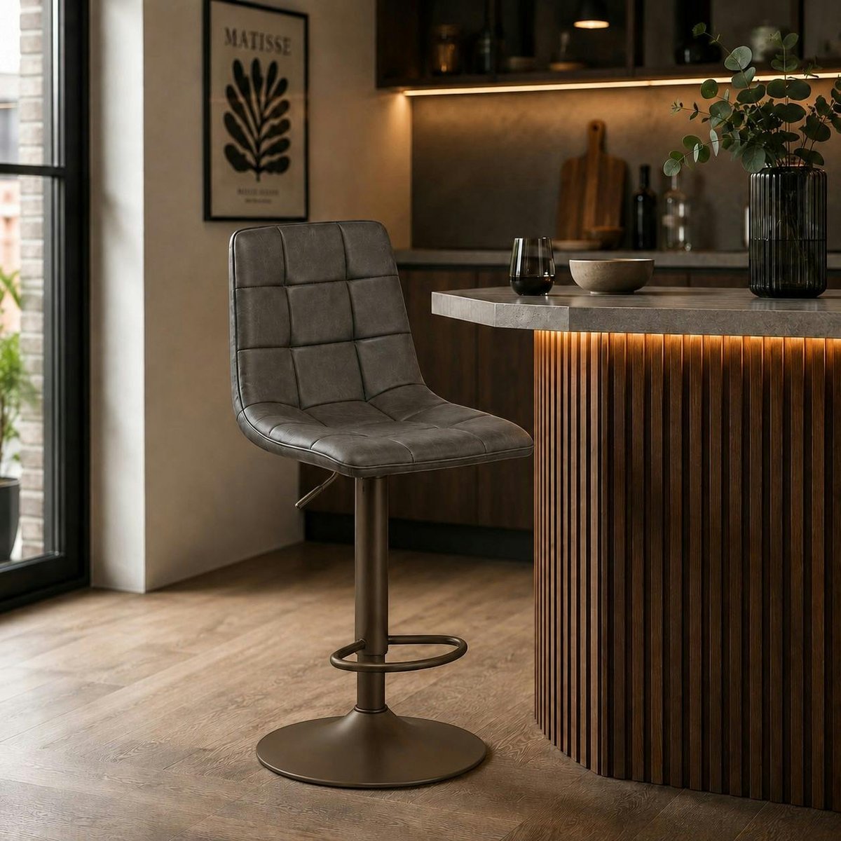 Tabouret de bar touché doux (lot de 2) LORA marron, PIER IMPORT