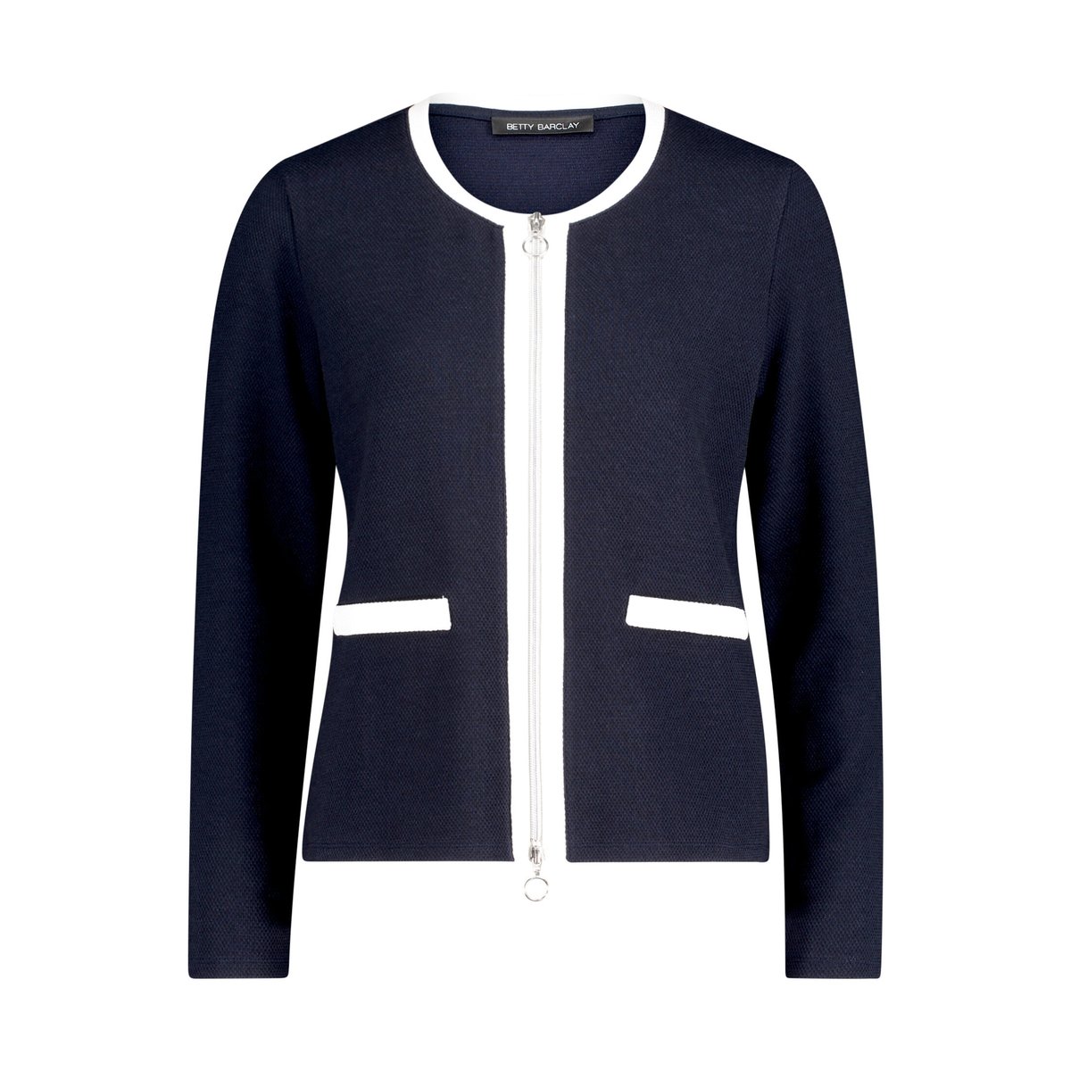 Cardigan façon t-shirt avec structure patch dark blue/cream, BETTY BARCLAY