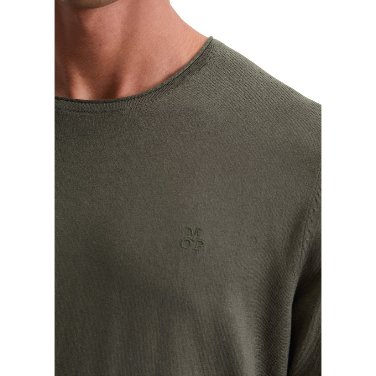 Pull-over regular en mélange de coton et de cachemire bio vert foncé, MARC O'POLO