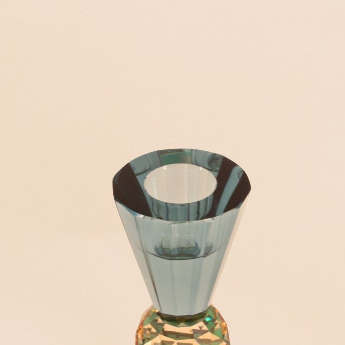 Bougeoir bleuté or en cristal à facettes 14cm bleu, HASHTAG DECO