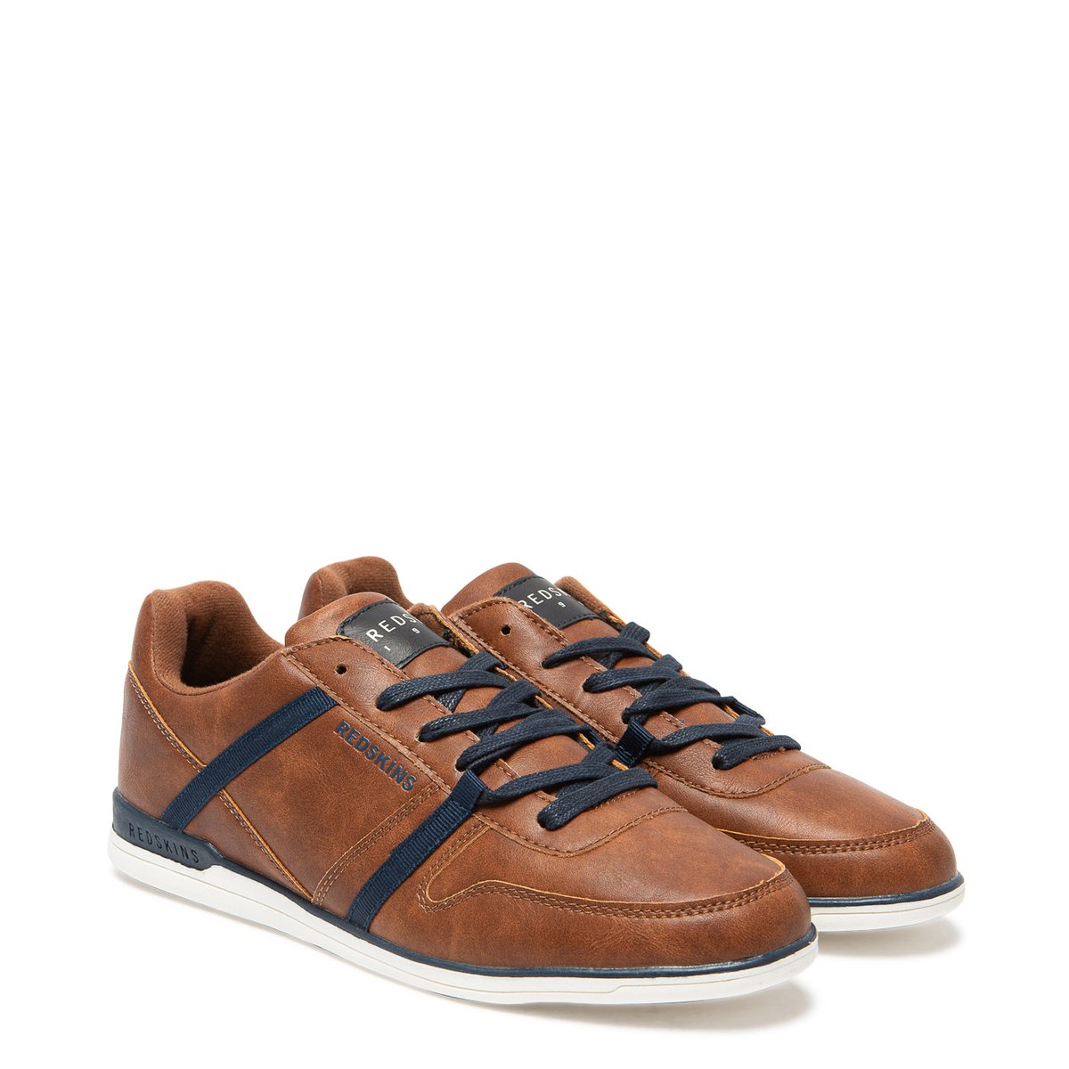 Baskets synthétique IDRISSO 2 cognac+marine, REDSKINS