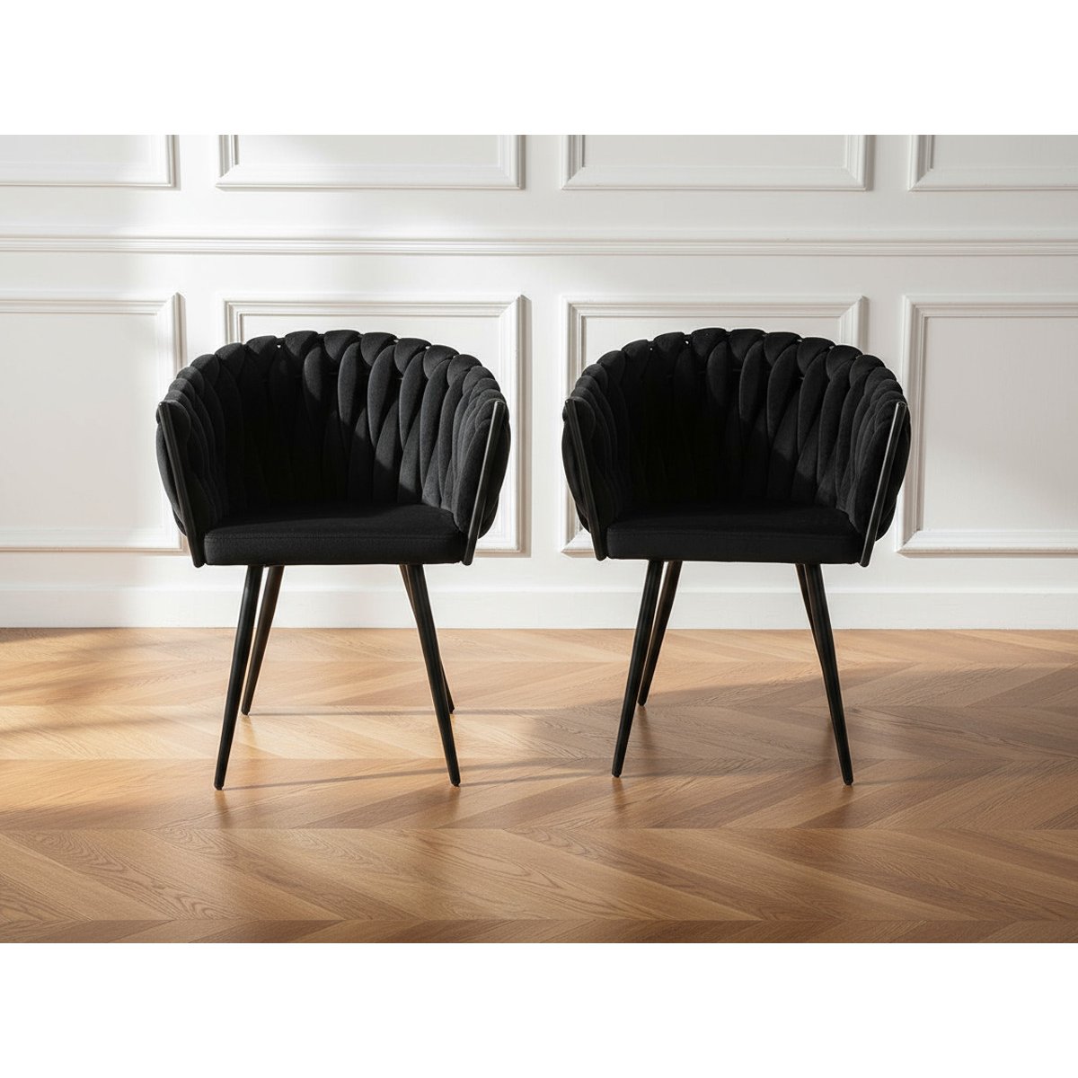 Lot de 2 fauteuils velours, CHARLOTTE noir, BOBOCHIC