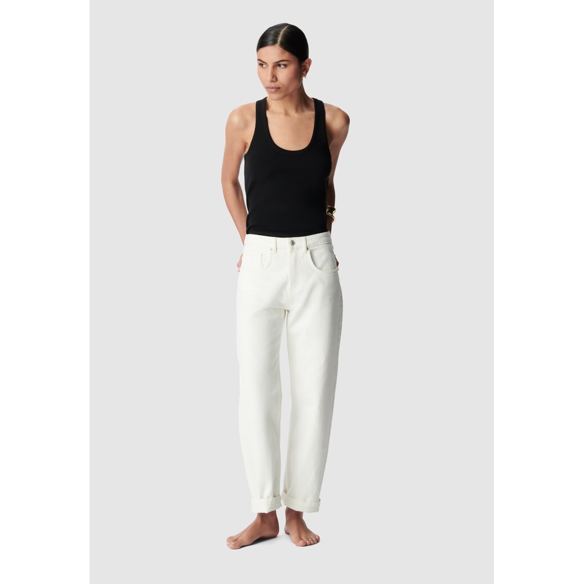 Jean droit 7/8e Anders off-white, IKKS